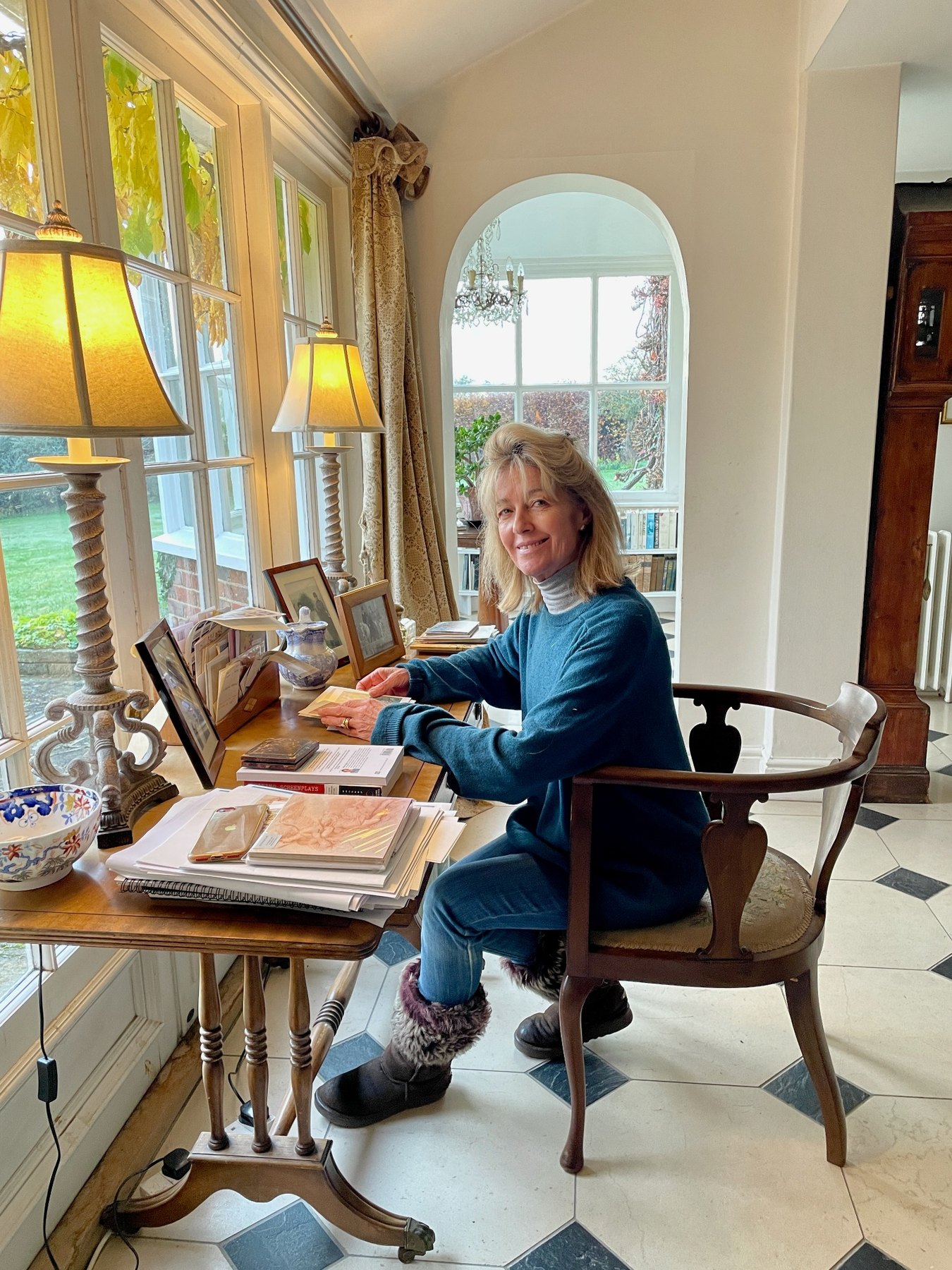 Catherine Alliott at her writing desk